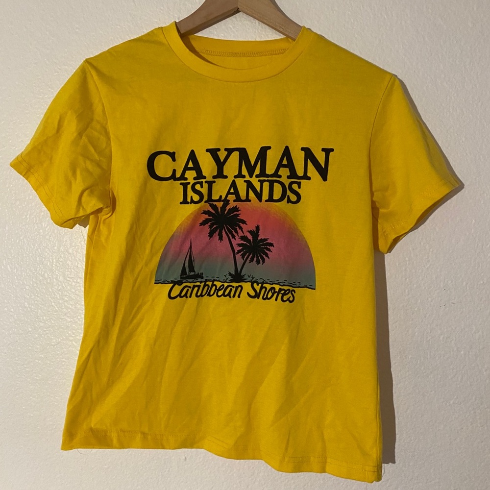 yellow cayman islands graphic tee